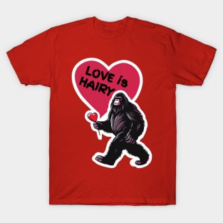 Bigfoot carries a Valentine's Day heart. T-Shirt